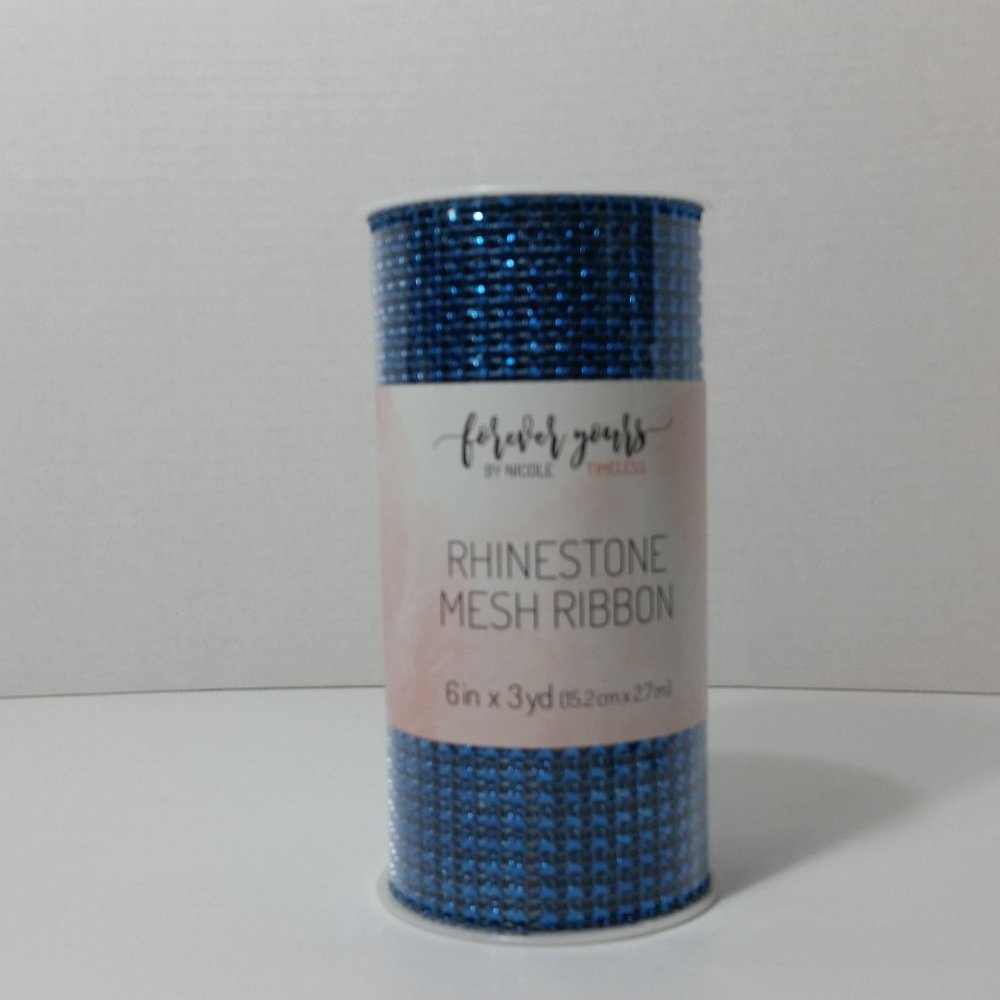 Rhinestone Mesh Ribbon Blue - Picture 2 of 6